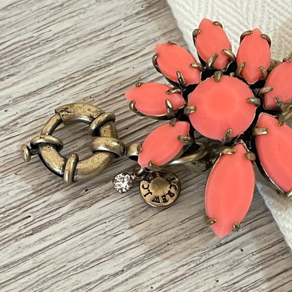 J. Crew Bracelet Statement Coral Gold Flower with Pouch - Picture 5 of 8